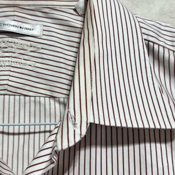 Jack Lipson Signature Shirt Long Sleeve White Striped Woven in Italy Mens 17L - Picture 4 of 13